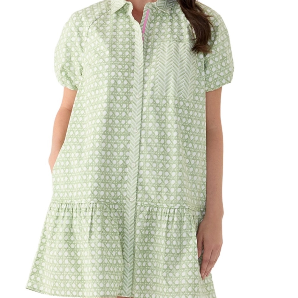 Crown & Ivy Green and White Midi Dress